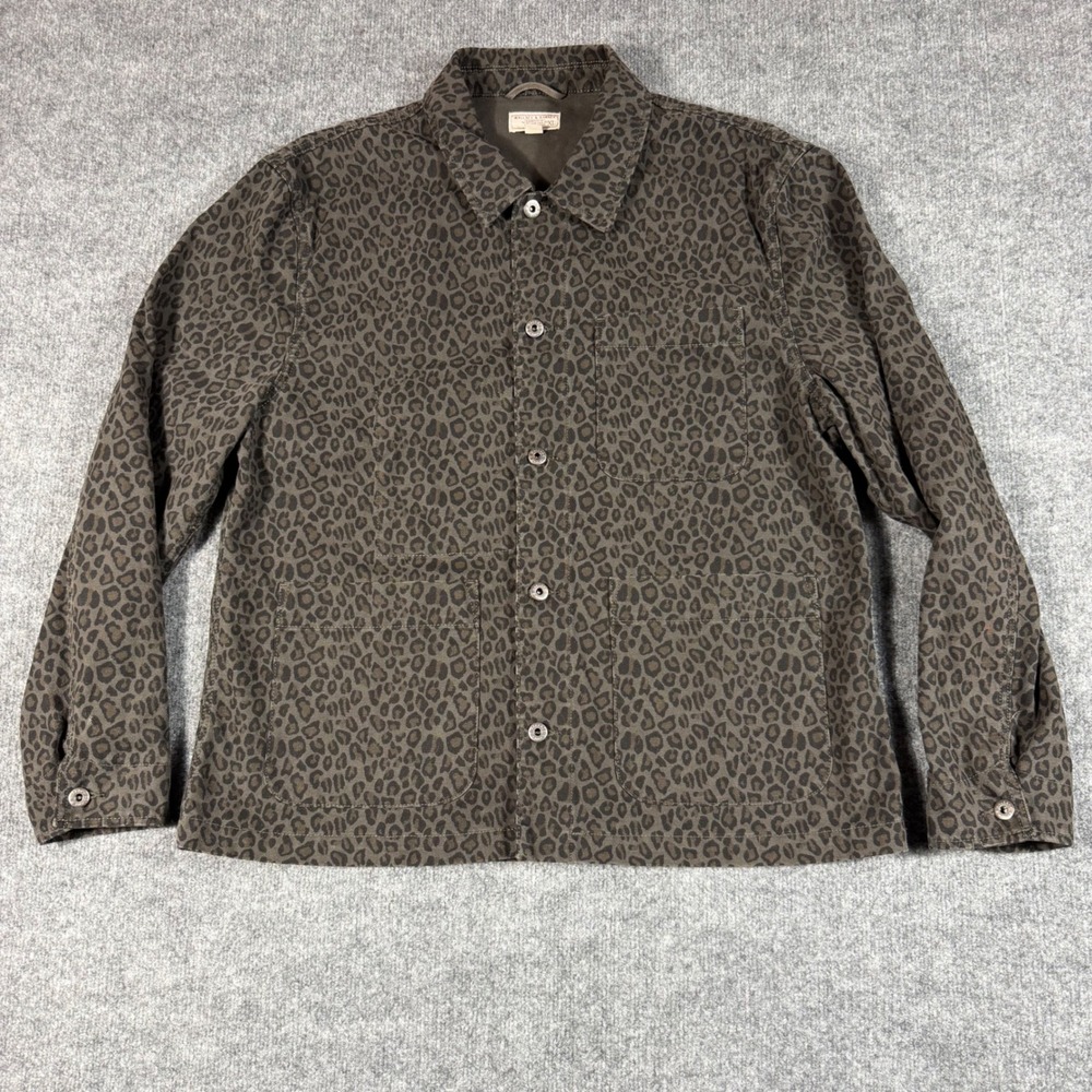 Wallace & Barnes Leopard Print Chore Jacket Mens XL J.Crew Workwear Canvas